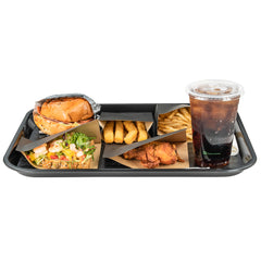 Rectangle Black Plastic Fast Food Tray - 14