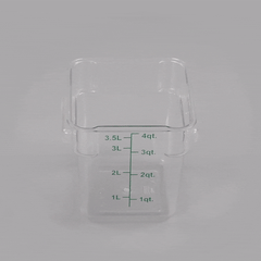 Met Lux 4 qt Square Clear Plastic Food Storage Container - with Green Volume Markers - 7