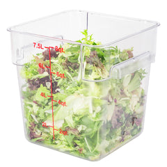 Met Lux 8 qt Square Clear Plastic Food Storage Container - with Red Volume Markers - 8 3/4