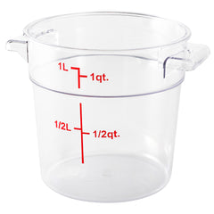 Met Lux 1 qt Round Clear Plastic Food Storage Container - with Red Volume Markers - 5