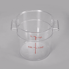 Met Lux 1 qt Round Clear Plastic Food Storage Container - with Red Volume Markers - 5