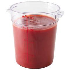 Met Lux 4 qt Round Clear Plastic Food Storage Container - with Red Volume Markers - 7