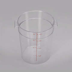 Met Lux 4 qt Round Clear Plastic Food Storage Container - with Red Volume Markers - 7