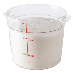 Met Lux 6 qt Round Clear Plastic Food Storage Container - with Red Volume Markers - 8 3/4