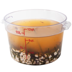 Met Lux 12 qt Round Clear Plastic Food Storage Container - with Red Volume Markers - 12 1/4