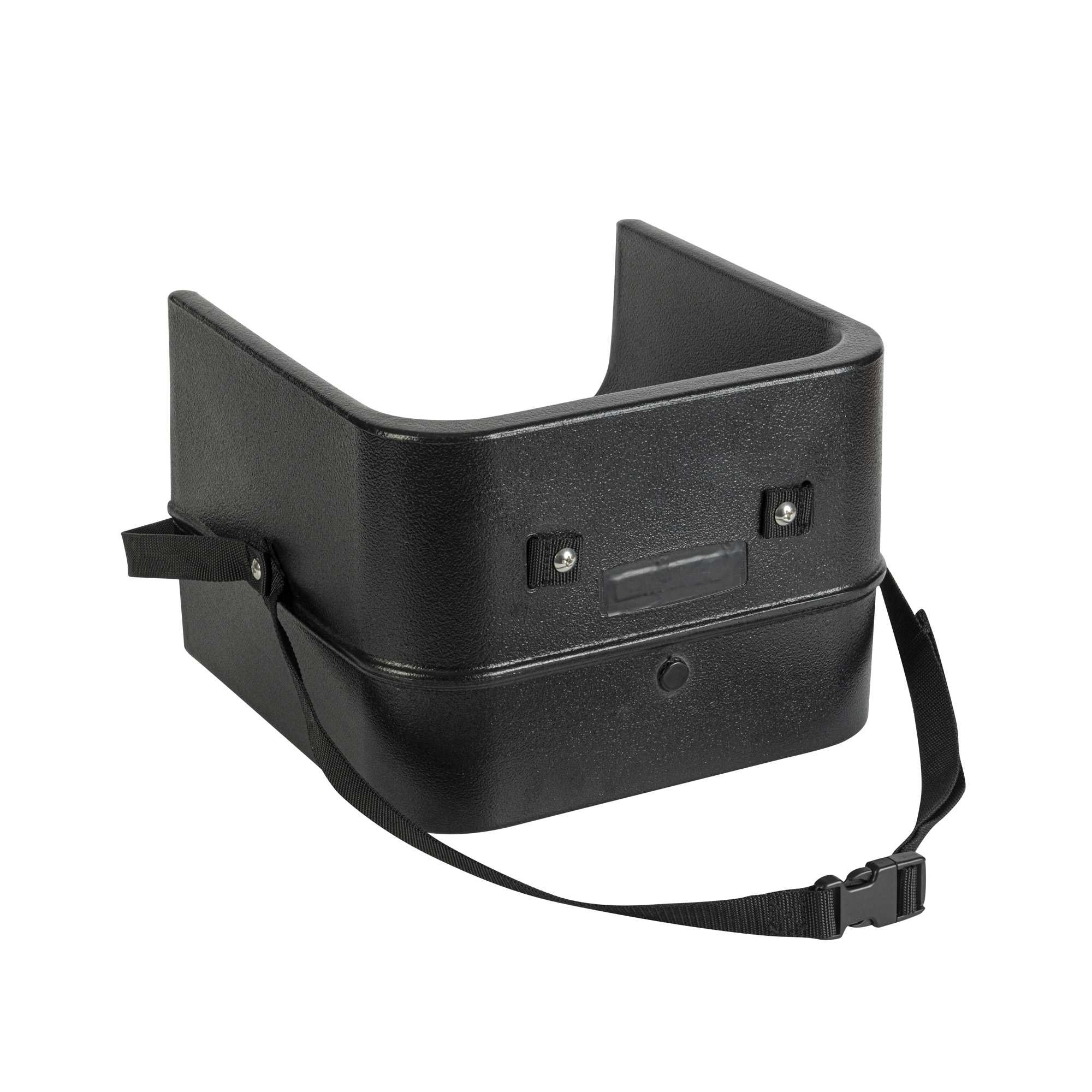 Table Tek Black Plastic Booster Seat - Dual Height, with Strap - 12 1/2" x 8 3/4" - 1 count box