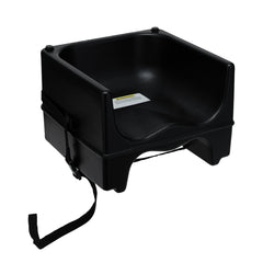 Black Plastic Booster Seat - Dual Height, with Strap - 12 1/2