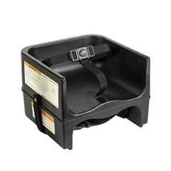 Table Tek Black Plastic Booster Seat - Dual Height, with Strap - 12 1/2