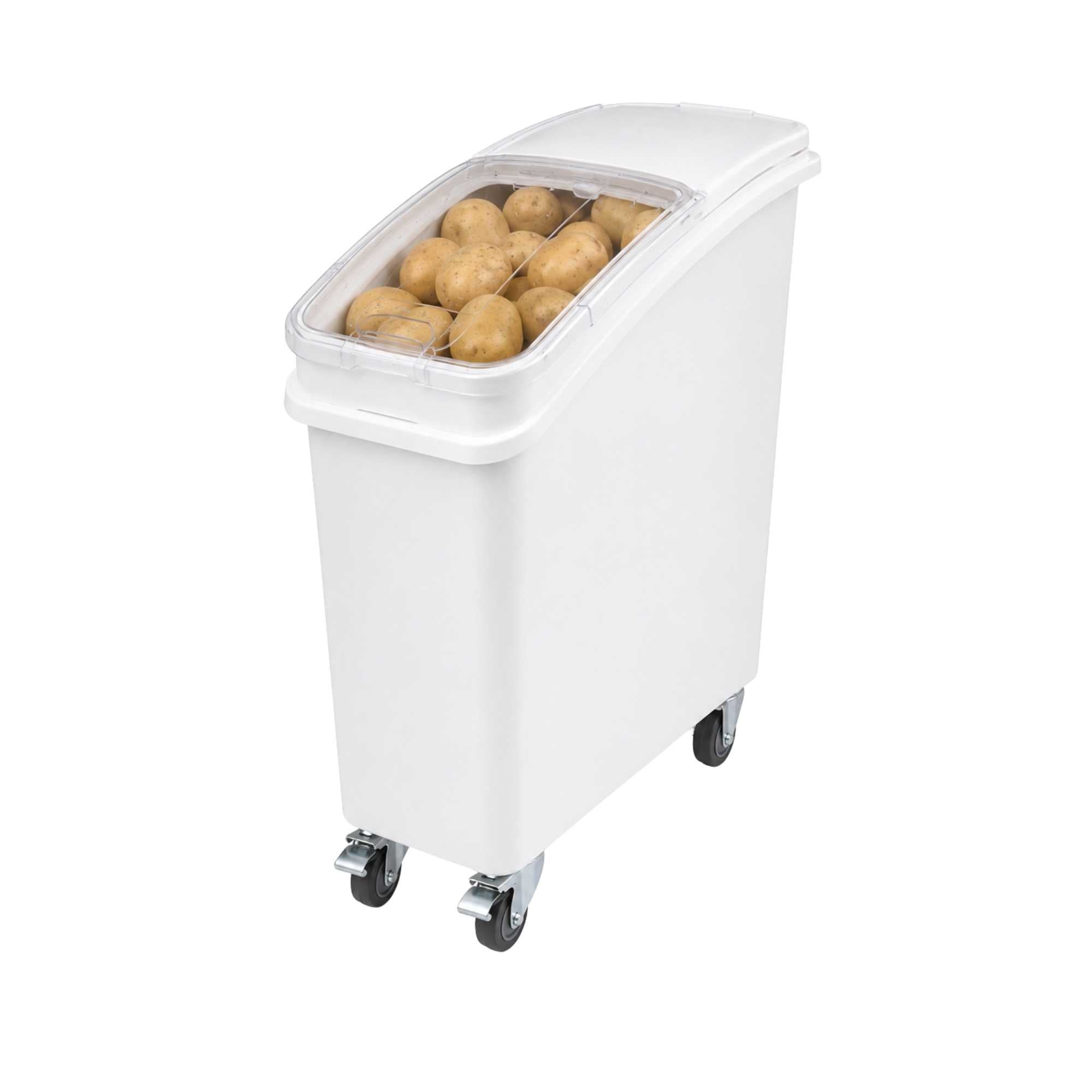 Met Lux 21 gal Rectangle White Mobile Ingredient Storage Bin - with Lid - 29" x 13" x 29 1/4" - 1 count box