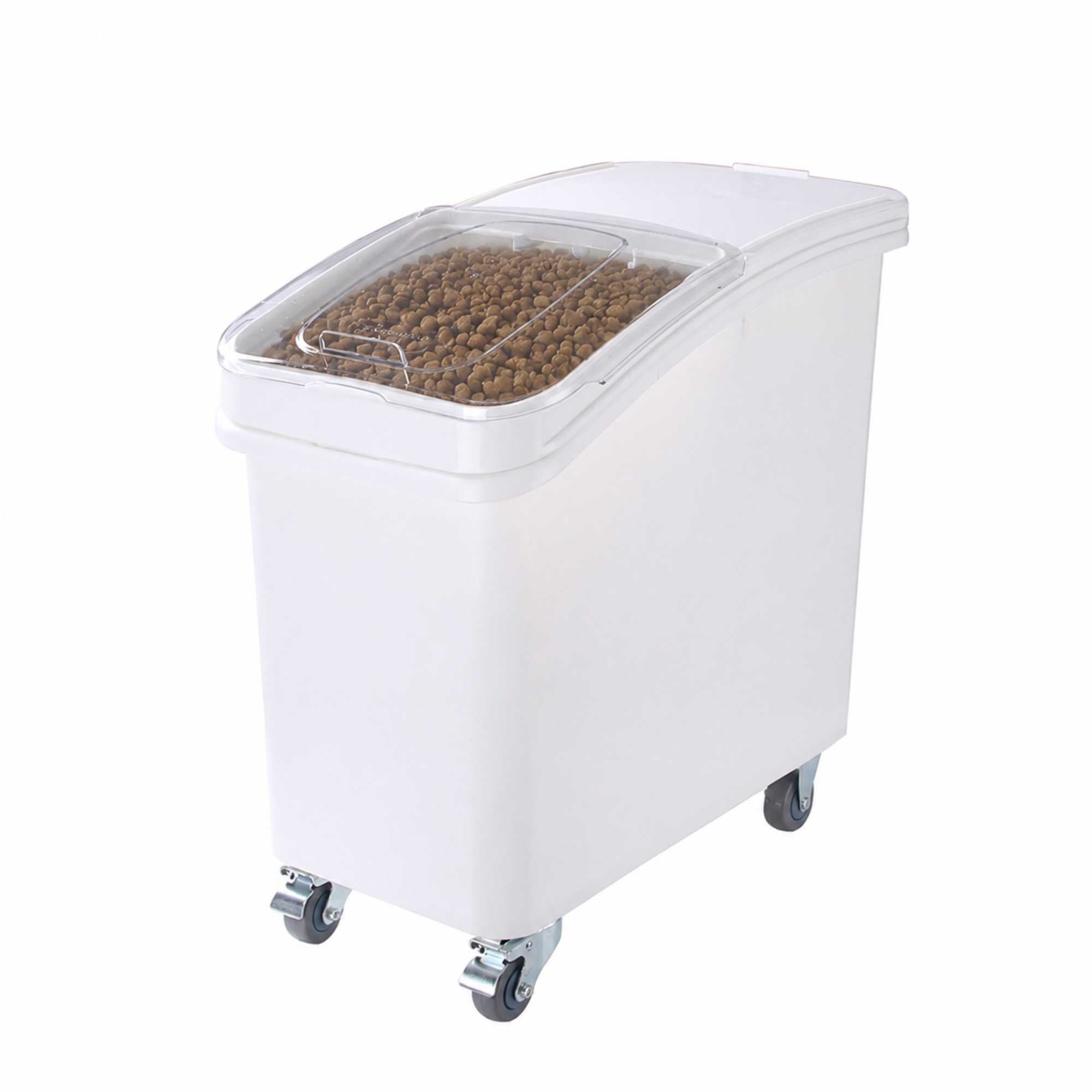 Met Lux 27 gal Rectangle White Mobile Ingredient Bin - with Lid - 29 1/2" x 15 1/2" x 28" - 1 count box