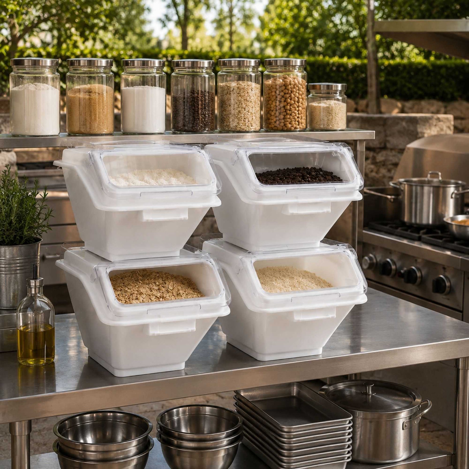 Met Lux 2.6 gal Rectangle White Shelf Ingredient Bin - with 1/2 Cup Measuring Spoon - 1 count box