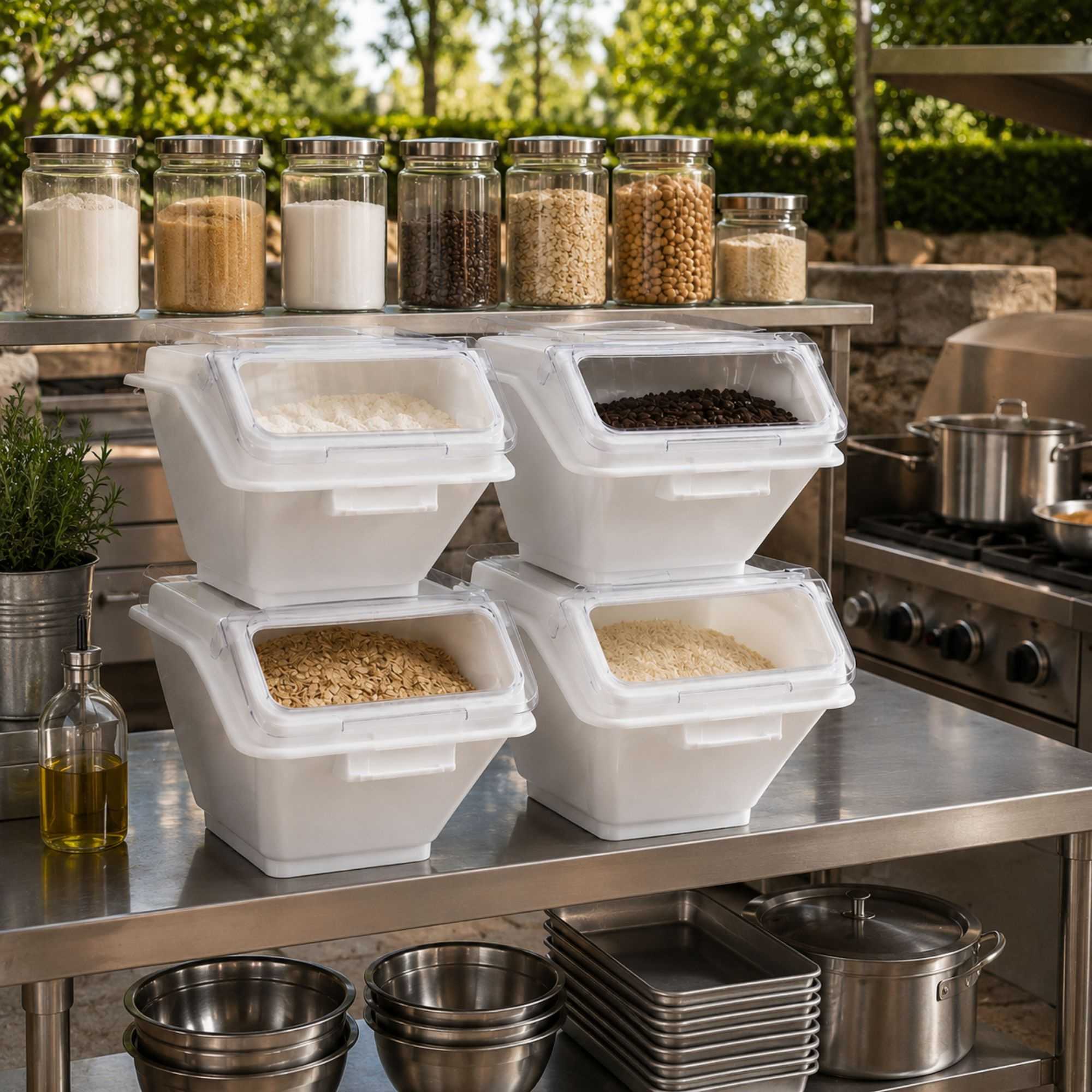 Met Lux 2.6 gal Rectangle White Shelf Ingredient Bin - with 1/2 Cup Measuring Spoon - 1 count box