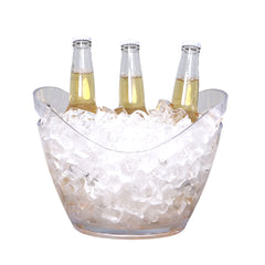Bar Lux 3.7 qt Oval Clear Plastic Champagne Wine Bucket - 10 1/2