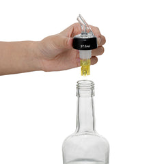 Bar Lux 1.5 oz Yellow Plastic Measured Liquor Pourer - with Collar, Clear Spout - 1 1/2