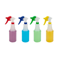 RW Clean Assorted 25 oz Plastic Spray Bottle Set - Includes 4 Bottles, Adjustable Nozzle - 4 count box