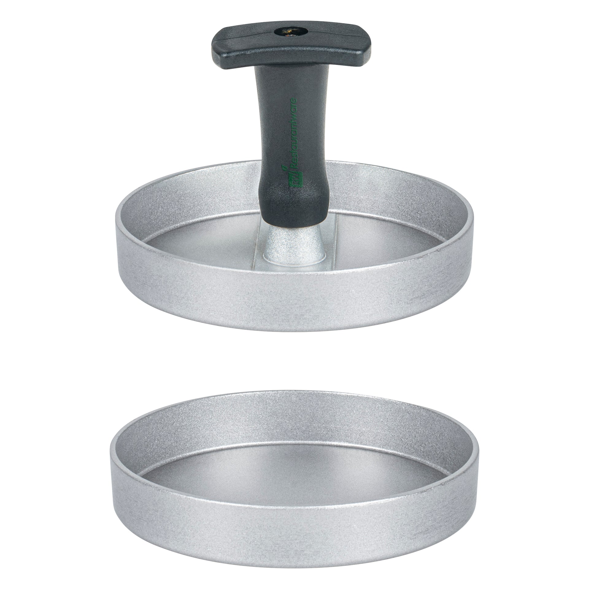 Met Lux Black Aluminum Burger Press - Non-Stick - 4 3/4" x 4 3/4" x 3 1/2" - 1 count box