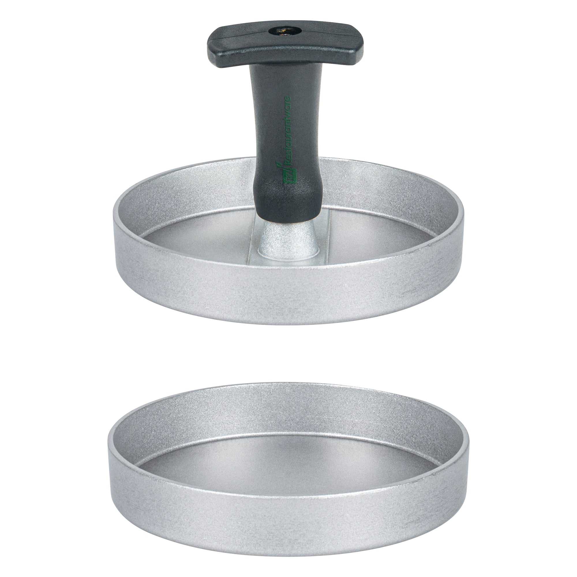 Met Lux Black Aluminum Burger Press - Non-Stick - 4 3/4" x 4 3/4" x 3 1/2" - 1 count box