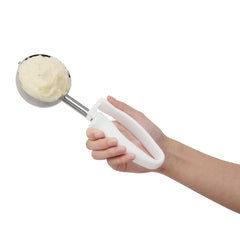 Comfy Grip 4.66 oz Stainless Steel #6 Portion Scoop - with White Ambidextrous Handle - 1 count box