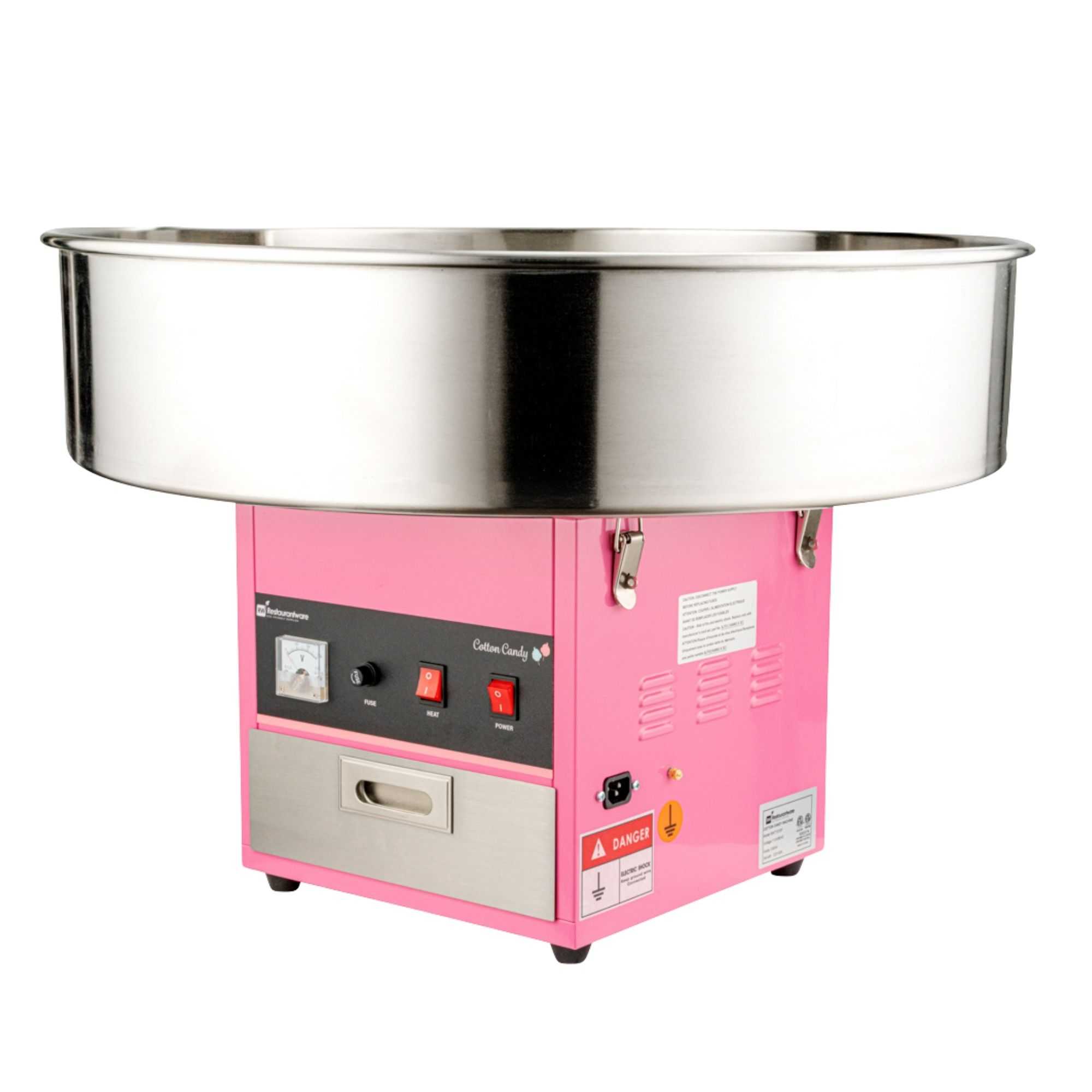 Hi Tek Pink Stainless Steel Cotton Candy / Candy Floss Machine - 1080w, 110V - 28" - 1 count box