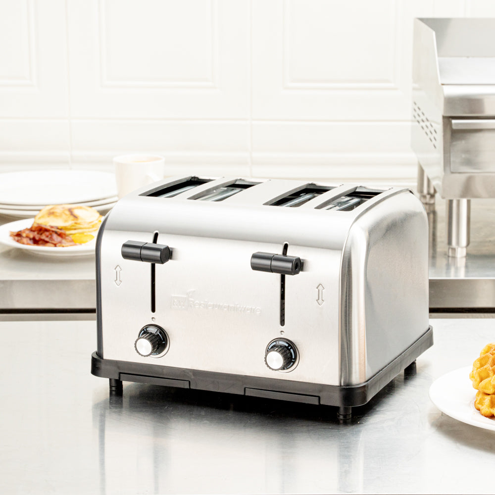 Hi Tek Stainless Steel Commercial Toaster - 4-Slice, 1 1/2" Slots, 120V - 1 count box