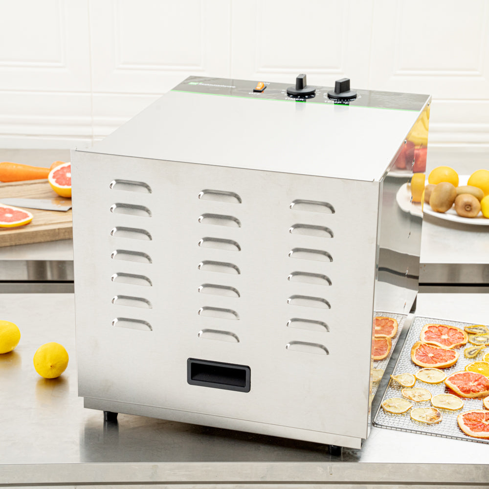 Hi Tek Stainless Steel 10-Tray Food Dehydrator - Removable Door, 120V, 1000W - 1 count box