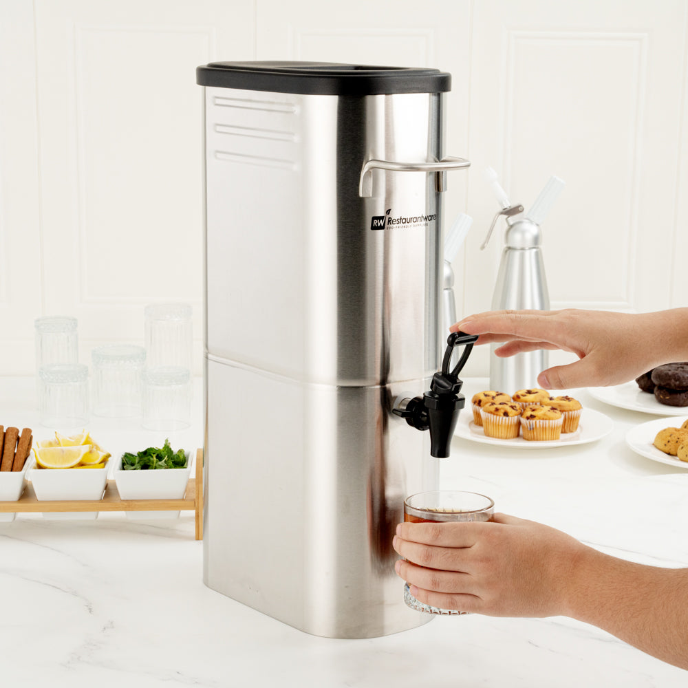 Bev Tek 3 gal Silver 13/0 Stainless Steel Iced Tea Dispenser - 11