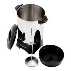 Restpresso 150 oz Silver 13/0 Stainless Steel Coffee Urn - 1000W, 30 Cup - 7 1/2