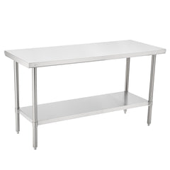 Kitchen Tek 16-Gauge 304 Stainless Steel Commercial Work Table - Medium Duty, Galvanized Legs, Undershelf - 24