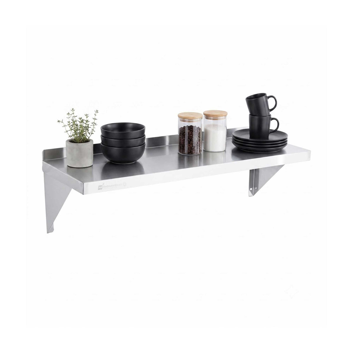 Kitchen Tek 16-Gauge 430 Stainless Steel Solid Wall Shelf - Medium Duty - 12" x 36" - 1 count box