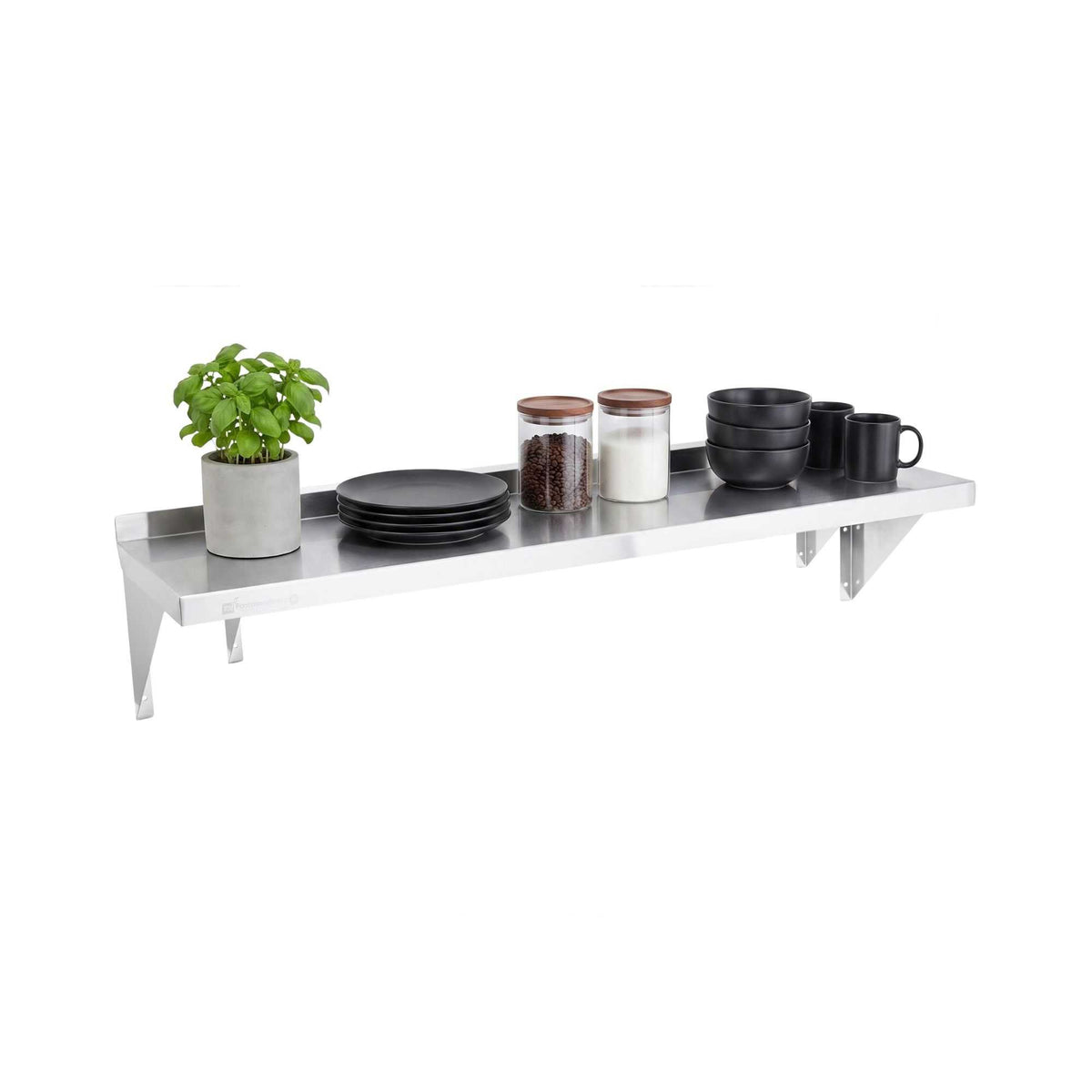 Kitchen Tek 16-Gauge 430 Stainless Steel Solid Wall Shelf - Medium Duty - 12" x 48" - 1 count box