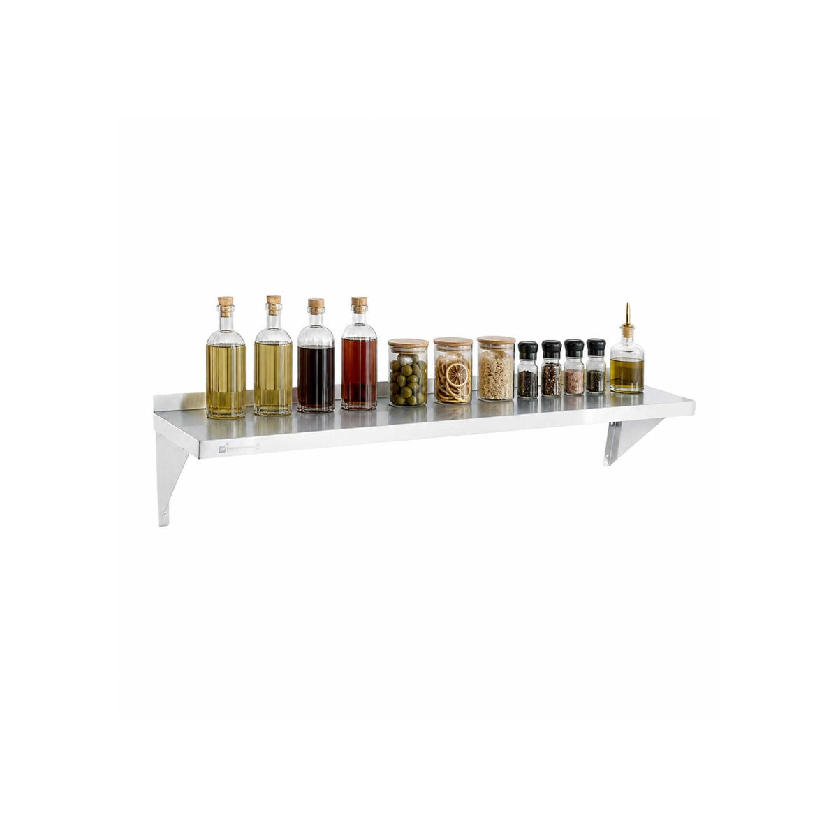 Kitchen Tek 16-Gauge 430 Stainless Steel Solid Wall Shelf - Medium Duty - 12" x 60" - 1 count box