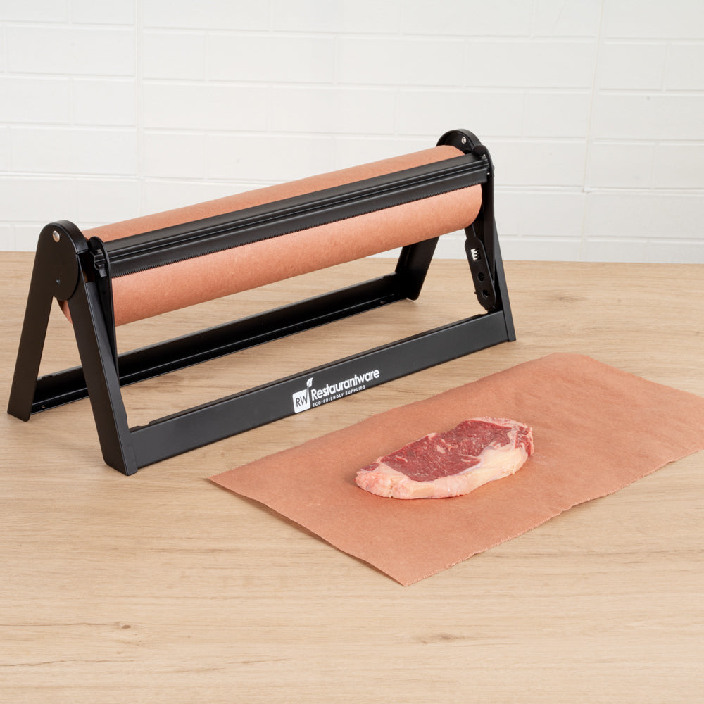 Chef 101 Black Steel Paper Cutter / Dispenser - with Serrated Blade, Fits 18" Roll - 1 count box