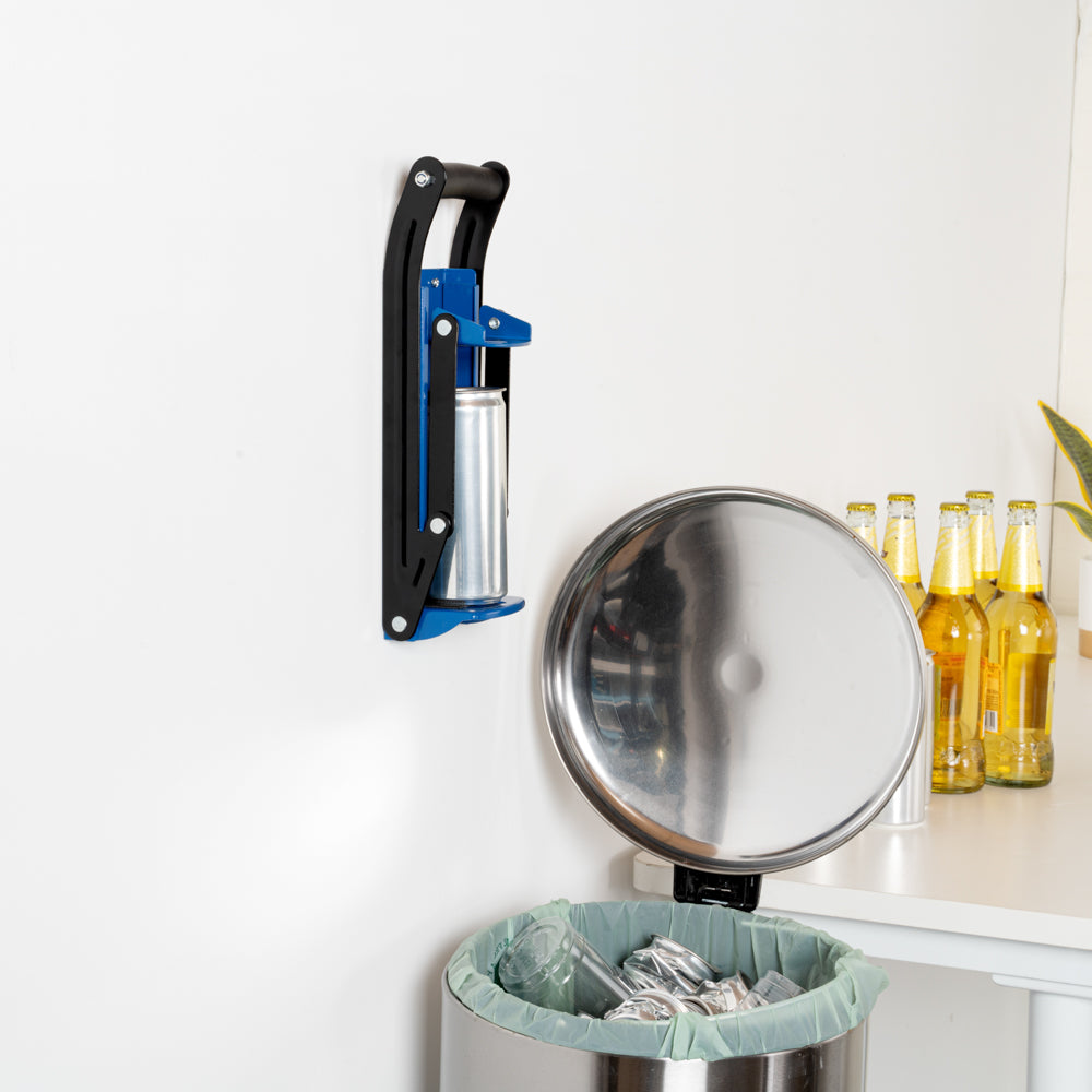Met Lux Blue Metal Can Crusher - for 12 / 16 oz Cans, Wall Mount - 1 count box