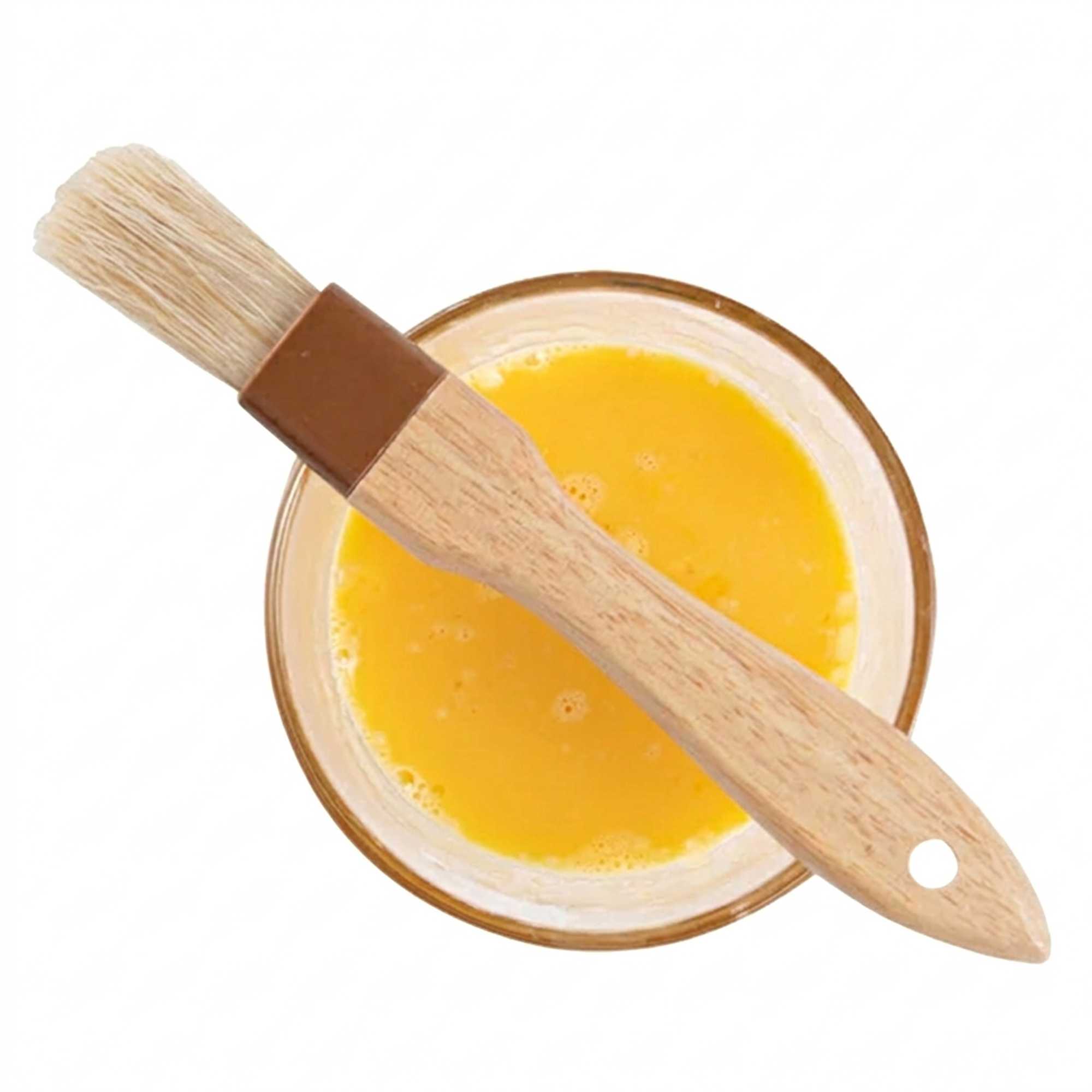 Pastry Tek Natural Wood 1" Wide Pastry / Basting Brush - with Boar Bristles - 8 1/2" - 1 count box