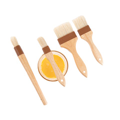 Pastry Tek Natural Wood Pastry / Basting Brush 4-Piece Set - with Boar Bristles - 1 count box