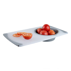 RW Base Gray Plastic Over the Sink Cutting Board - with Collapsible Strainer - 19 3/4