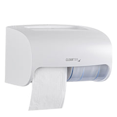 Clean Tek Professional White Plastic Standard Toilet Paper Dispenser - Double Roll - 10 1/2