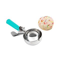 Met Lux 6 oz Stainless Steel #5 Portion Scoop - with Teal Handle - 1 count box