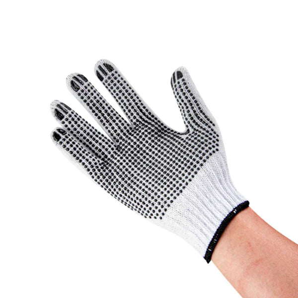小物 WTAPS RSP / GLOVE / POLY M Chef 101 White Poly-Cotton Medium Work Gloves - with Black PVC