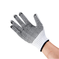 RW Base White Poly-Cotton Medium Work Glove - with Black PVC Dots - 9