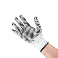 RW Base White Poly-Cotton Large Work Glove - with Black PVC Dots - 10
