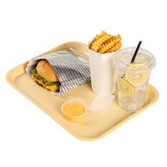 RW Base Rectangle Beige Plastic Fast Food Tray - 10
