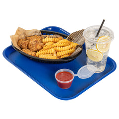 RW Base Rectangle Blue Plastic Fast Food Tray - 10