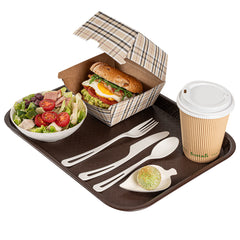 RW Base Rectangle Brown Plastic Fast Food Tray - 10