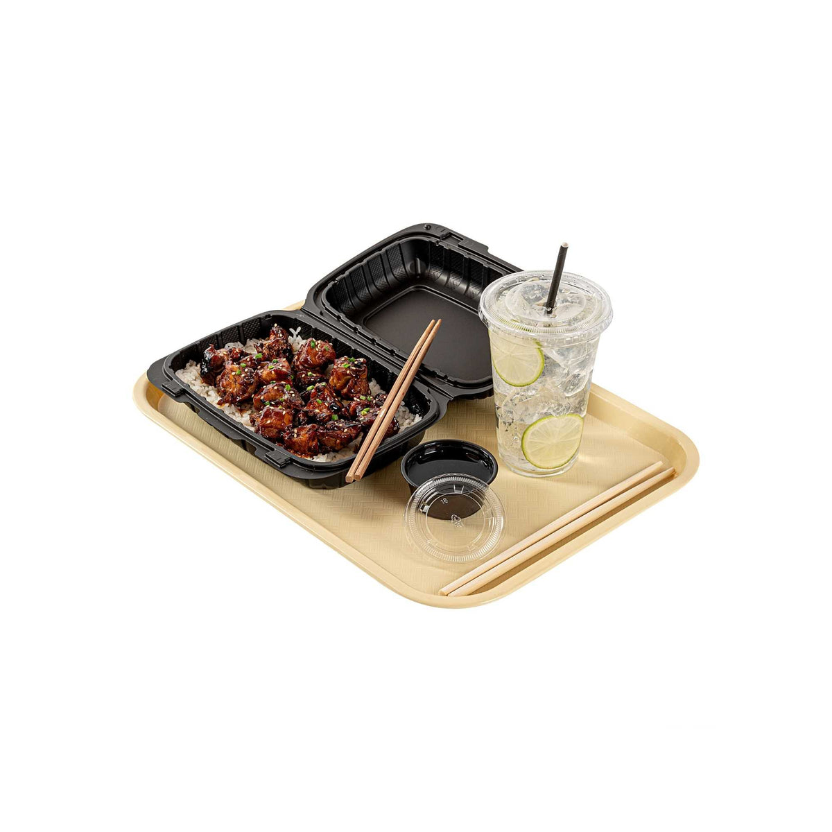 Chef 101 Rectangle Beige Plastic Fast Food Tray - 12" x 16" - 50 count box