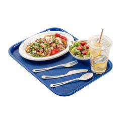 RW Base Rectangle Blue Plastic Fast Food Tray - 12