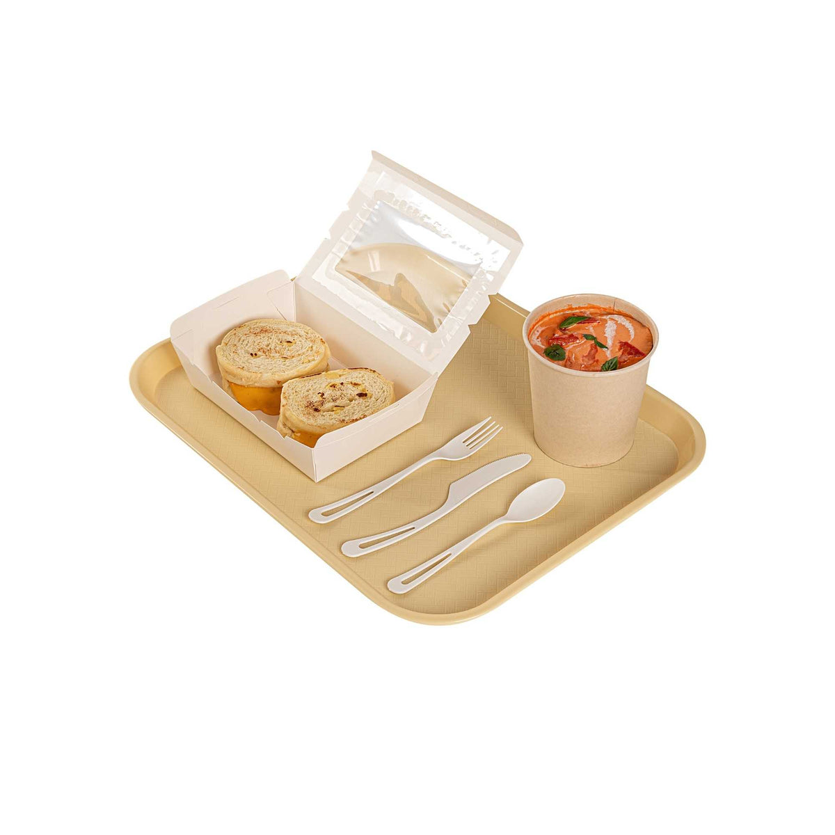 Chef 101 Rectangle Beige Plastic Fast Food Tray - 14" x 18" - 50 count box