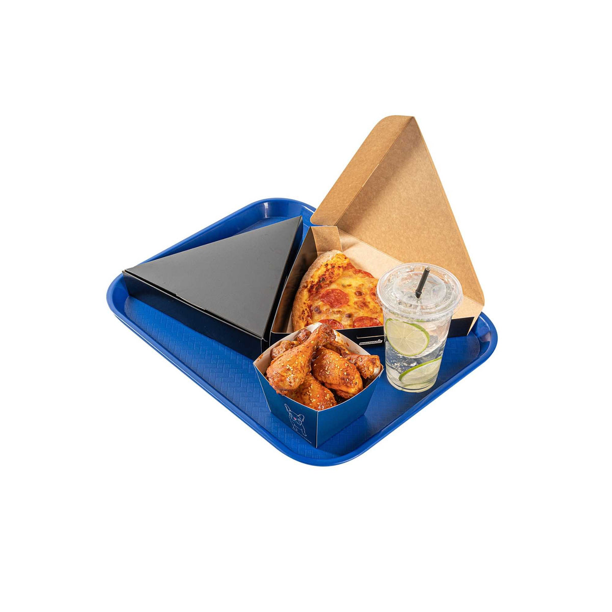 Chef 101 Rectangle Blue Plastic Fast Food Tray - 14" x 18" - 50 count box