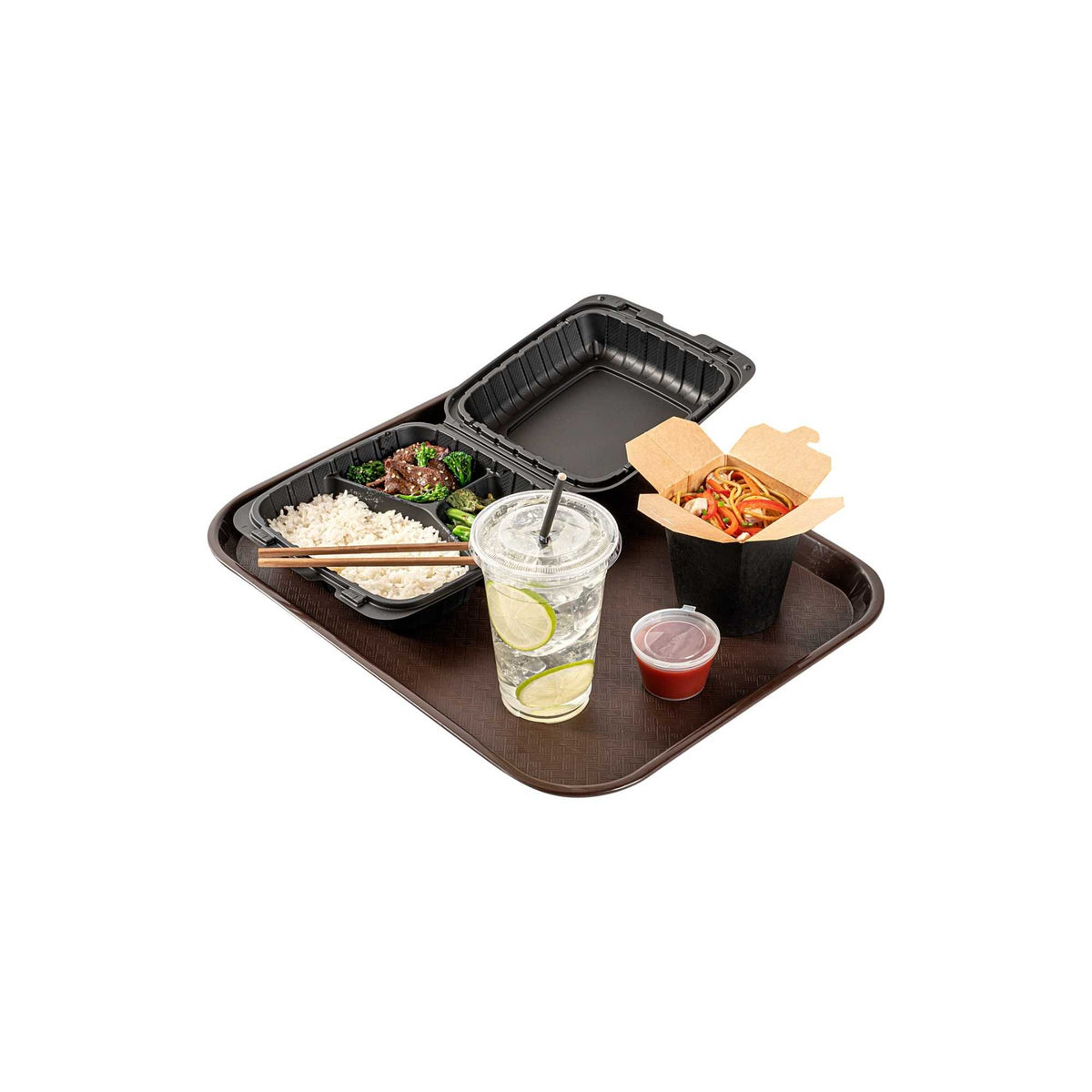 Chef 101 Rectangle Brown Plastic Fast Food Tray - 14" x 18" - 50 count box
