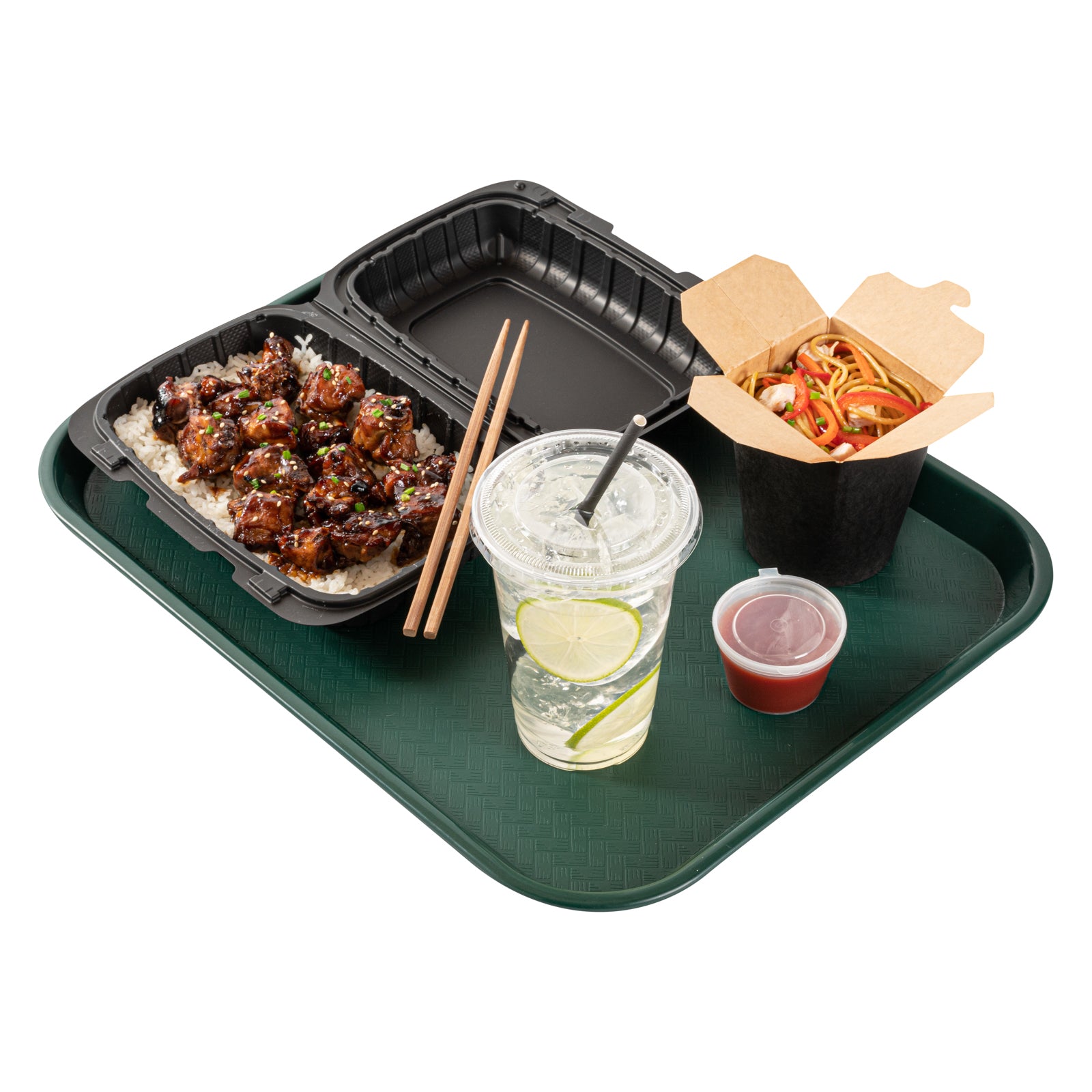Chef 101 Rectangle Forest Green Plastic Fast Food Tray - 14" x 18" - 50 count box